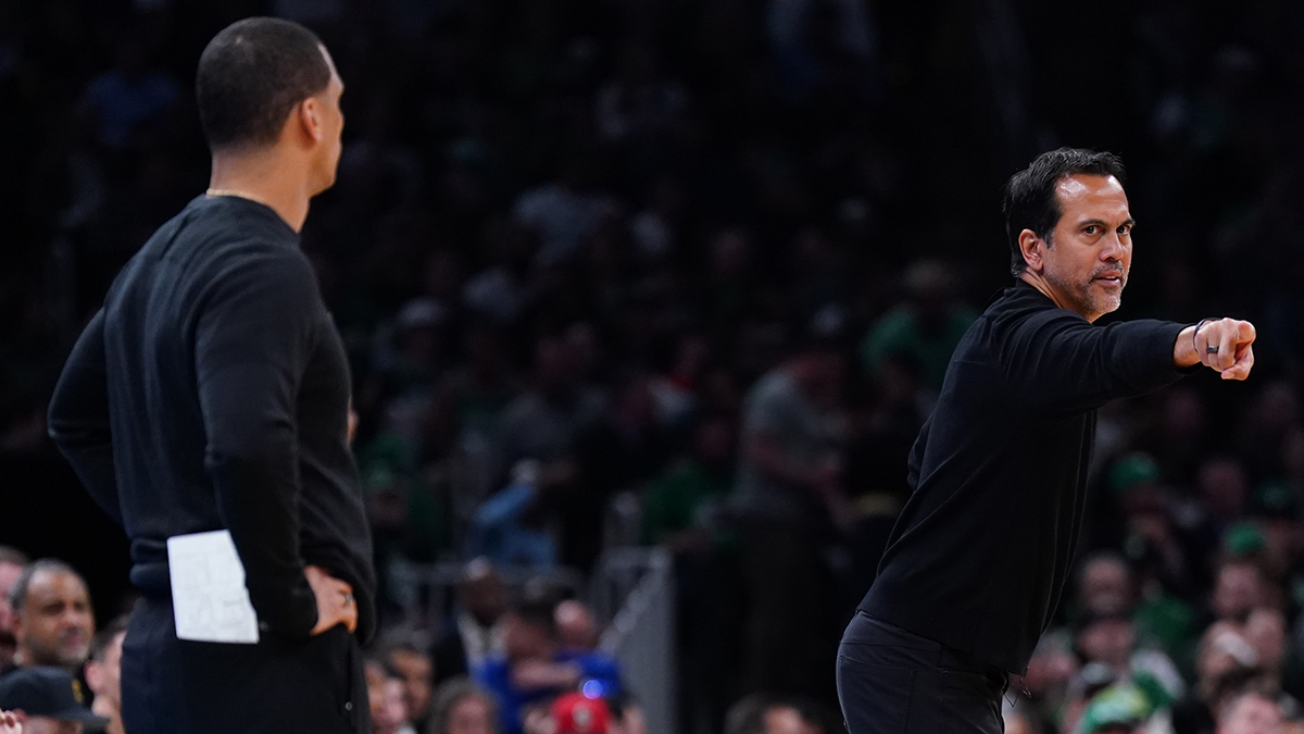 Celtics head coach Joe Mazzulla and Heat head coach Erik Spoelstra