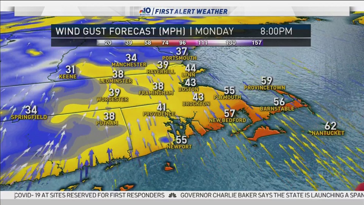 Storm to Bring Heavy Rain, Winds of Up to 70 MPH Monday NBC Boston