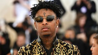 In this Monday, May 6, 2019 file photo, Rapper 21 Savage attends The Metropolitan Museum of Art's Costume Institute benefit gala celebrating the opening of the "Camp: Notes on Fashion" exhibition in New York.
