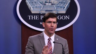 Defense Secretary Mark Esper speaks during a briefing at the Pentagon in Washington, Monday, March 2, 2020.