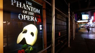 A poster advertising "The Phantom of the Opera"