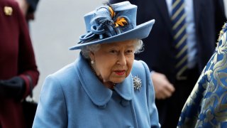 In this Monday, March 9, 2020, file photo, Britain's Queen Elizabeth II arrives to attend the annual Commonwealth Day service at Westminster Abbey in London.