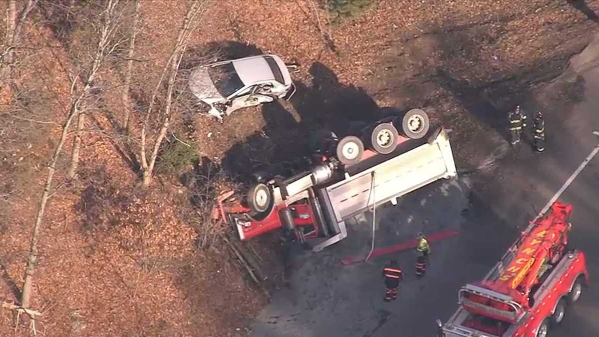 Rollover Crash Involving Dump Truck, Car Hampers Traffic on Route 24 in