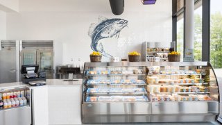 The takeout counter at Legal Sea Foods' Chestnut Hill location