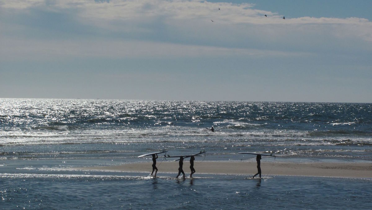 Coast Guard Beach in Cape Cod, Massachusetts, is located where a sand spit extends southward from the glacial sea cliffs and is accessible by bicycle from the Salt Pond Visitor’s Center or shuttle bus. In recent years, seals have moved northward from Monomoy Island Wildlife Refuge into the populated beaches, which has attracted great white sharks. Note the red flags with shark images on days when these predators are around and follow the advice of lifeguards. Dr. Beach has awarded Coast Guard Beach a No. 10 ranking.
