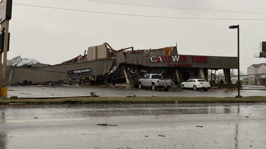 Businesses in Jonesboro Arkansas destroyed by a tornad
