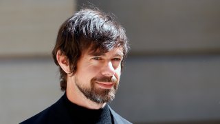 In this May 15, 2019, file photo, Jack Dorsey arrives to attend the "Tech for Good" Summit at Hotel de Marigny in Paris, France.