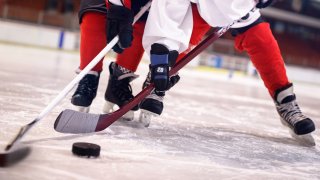 youth ice hockey stock image