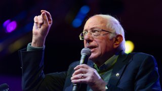 Democratic presidential candidate Sen. Bernie Sanders (D-VT) speaks at a rally on December 16, 2019 in Rancho Mirage, California.