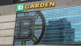 A view outside of TD Garden, the venue that hosts the Boston Bruins and Boston Celtics on March 12, 2020 in Boston, Massachusetts.