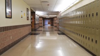 Empty school hallway