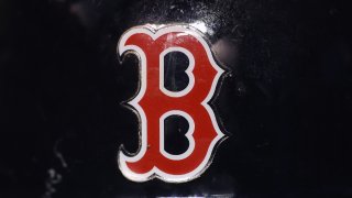 The logo on a Boston Red Sox helmet. (Photo by Tom Szczerbowski/Getty Images)