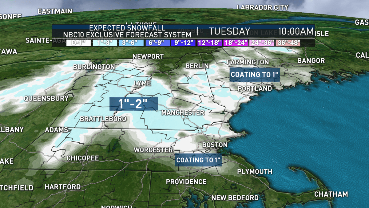Snow Showers Monday Night Likely to Stick For Some – NBC Boston
