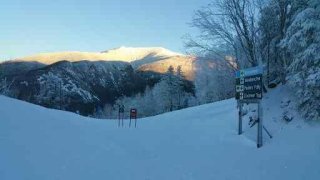 Snow on Mount Lafayette in New Hampshire.