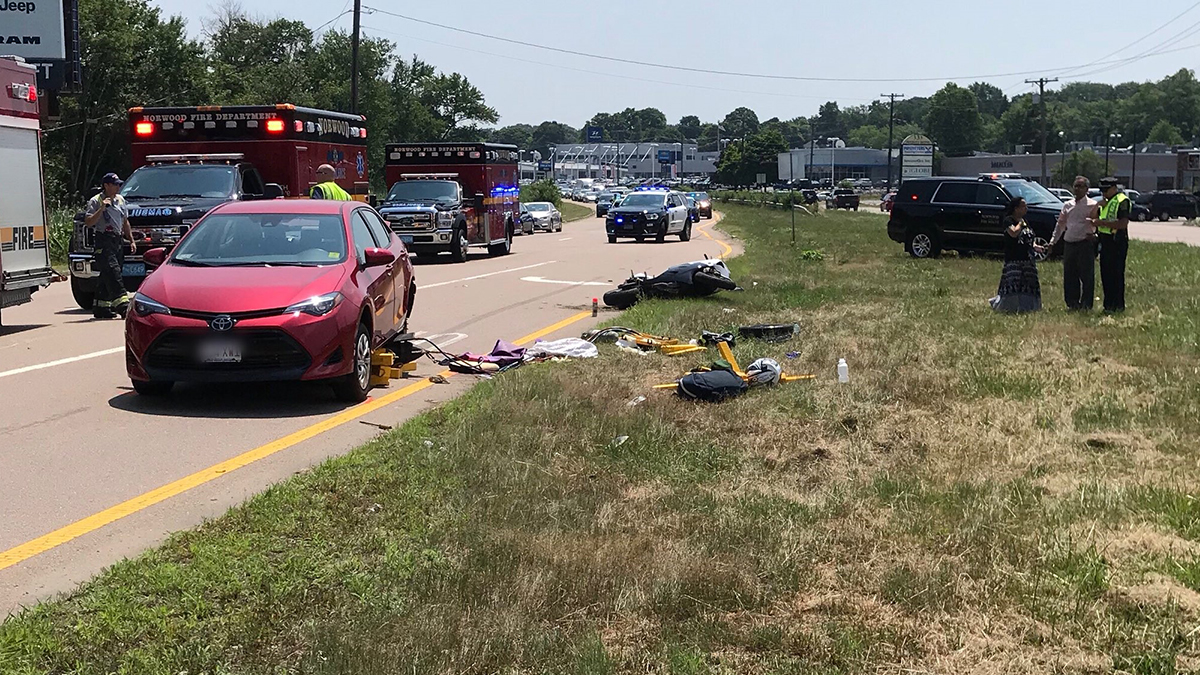 Police Respond to Serious Crash Involving Motorcycle and Car in Norwood
