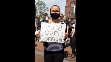 Larissa Bittencourt, 21, from Watertown, Mass. at the Roxbury Black Lives Matter protest on Wednesday, June 10, 2020.