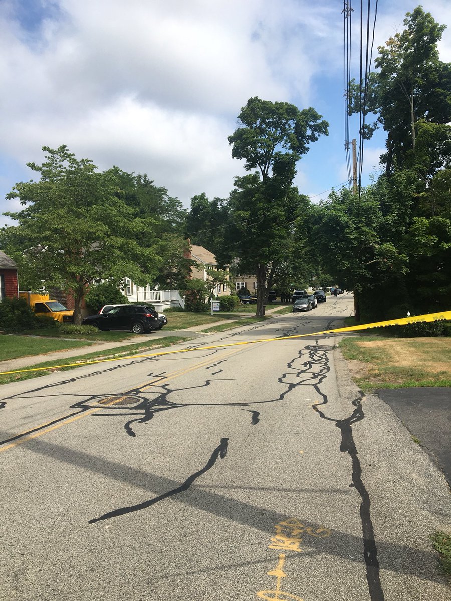 Caution tape lined Burton Terrace in South Weymouth, not far from South Shore Hospital, where the incident occurred Sunday morning.