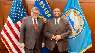 U.S. Attorney General William Barr meets with Boston Police Commissioner William Gross in Boston