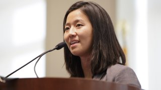 BOSTON – APRIL 10: Boston City Council President Michelle Wu speaks at the Nation of Immigrants Community Seder at the UMass Boston campus center in Boston on April 10, 2106. (Photo by Dina Rudick/The Boston Globe via Getty Images)