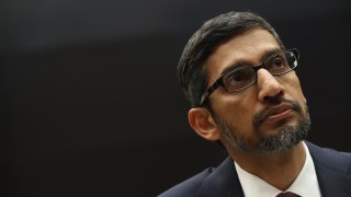 In this file photo, Sundar Pichai, chief executive officer of Google Inc., listens during a House Judiciary Committee hearing in Washington, D.C., U.S., on Tuesday, Dec. 11, 2018.