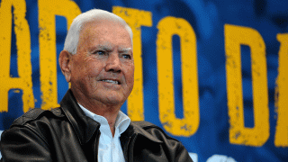 NASCAR Hall of Famer Junior Johnson speaks during NASCAR Hall of Fame Fan Appreciation Day at NASCAR Hall of Fame on Feb. 1, 2014 in Charlotte, North Carolina.