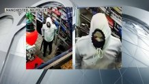 Manchester police are searching for an armed robbery suspect who robbed the Shell gas station on Hanover St.