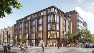 An architect's rendering of the new five-story office and retail building proposed for 149 Newbury St. in Boston