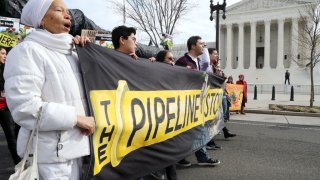 Pipeline protesters outside Supreme Court