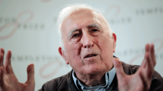 FILE - This photo dated Wednesday, March 11, 2015, shows Jean Vanier, the founder of L'ARCHE, an international network of communities where people with and without intellectual disabilities live and work together, in central London.