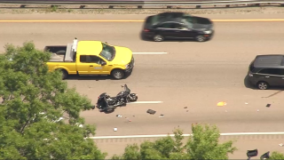 The scene of a deadly motorcycle crash in Randolph, Massachusetts