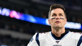 Nov 3, 2019; Baltimore, MD, USA; New England Patriots quarterback Tom Brady (12) looks on prior to the game against the Baltimore Ravens at M&T Bank Stadium. Mandatory Credit: Douglas DeFelice-USA TODAY Sports