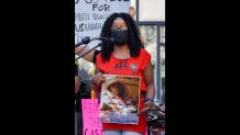 Hope Coleman, mother of Terrance Coleman who was killed by Boston police brutality, asks for justice at a rally on June 16, 2020.