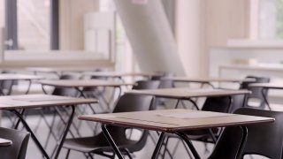 An empty classroom.