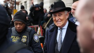 Roger Stone, former adviser and confidante to U.S. President Donald Trump, leaves the Federal District Court for the District of Columbia after being sentenced February 20, 2020 in Washington, DC.