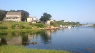 A view from the bottom of Broadway, on Cuttyhunk Island in Gosnold, Massachusetts.