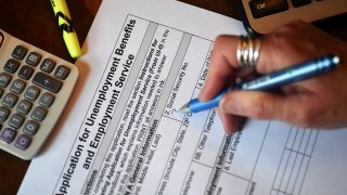 A person files an application for unemployment benefits