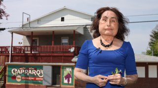 Connie Culp, outside the building where she was shot by her husband in Hopedale, Ohio on May 11, 2011.