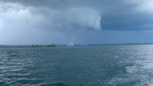 An apparent waterspout on Lake Winnipesaukee