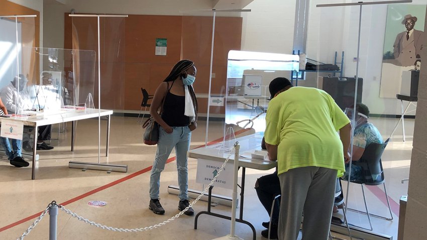 Plexiglas at a polling place in connecticut