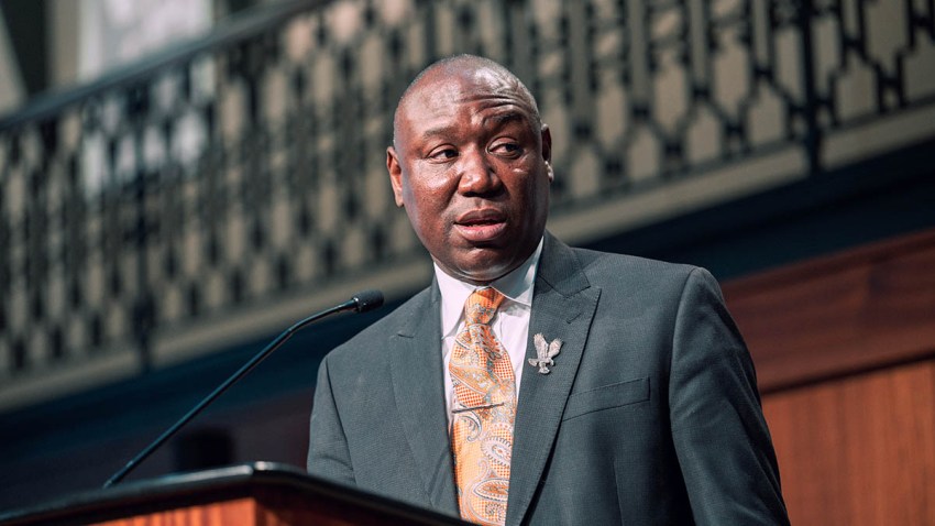 Civil rights attorney Ben Crump speaks at a press conference at Louisville City Hall, Sept. 15, 2020, in Louisville, Ky.