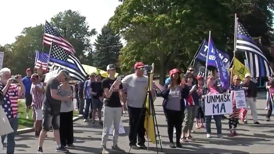Protestors of Virus Restrictions in Mass. Rally Outside Governor’s Home ...