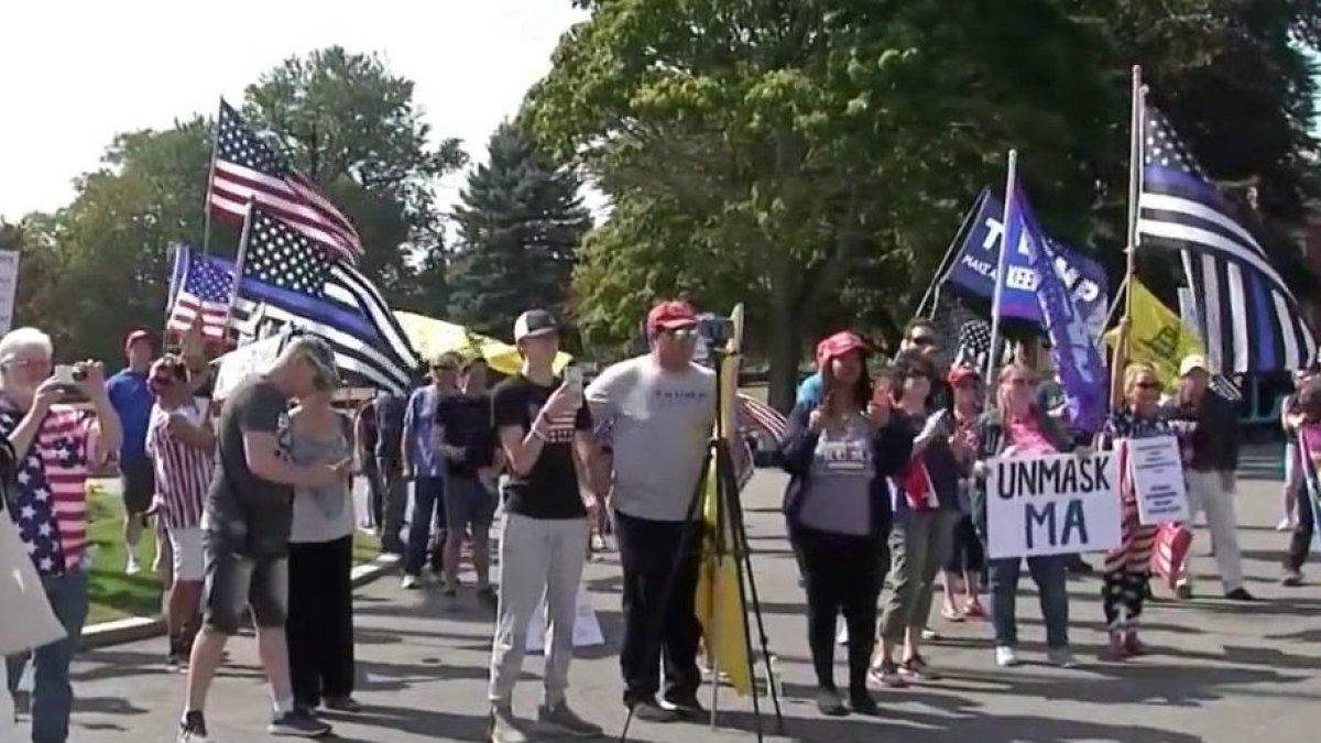 Mass Issue Protestors of Virus Restrictions in Mass. Rally Outside Governor’s Home ...