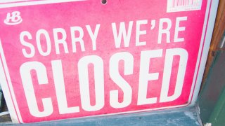 Sign in Store Window, Sorry Were Closed. (Photo by: Education Images/Universal Images Group via Getty Images)