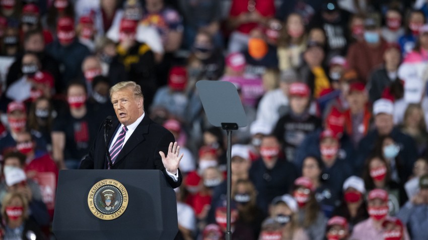 U.S. President Donald Trump speaks during a 'Make America Great Again' campaign rally in Moon Township, Pennsylvania, U.S., on Tuesday, Sept. 22, 2020.