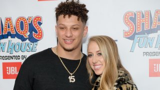 In this Feb. 1, 2019, file photo, Patrick Mahomes and Brittany Matthews attend Shaq's Fun House at Live! At The Battery in Atlanta, Georgia.