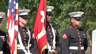 Marines at the 39th annual rededication ceremony for the South Boston Vietnam War Memorial