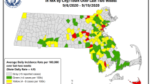 Mass. COVID hot spot map