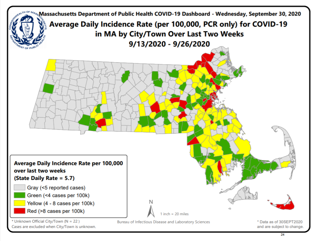 coronavirus daily incidence rate map 9 30