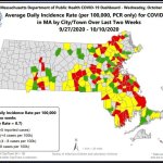Massachusetts communities in the highest risk level for COVID-19 in the latest map.