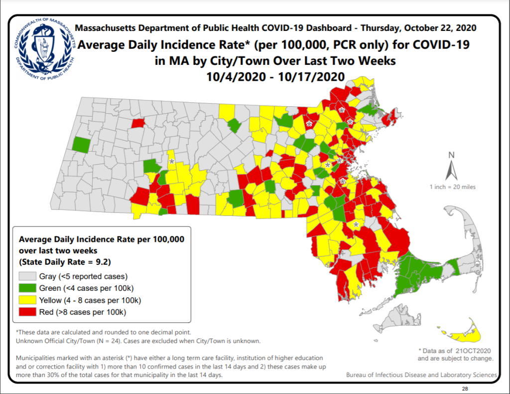 Mass. COVID hot spot map